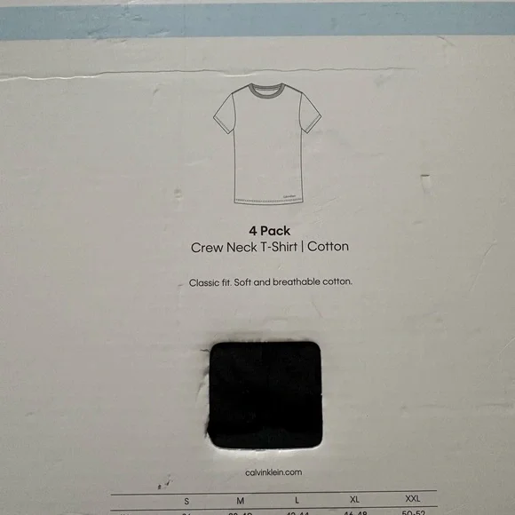 NEW | Calvin Klein Black Crew Neck T-Shirt 4 Pack | Size XL - Picture 3 of 5